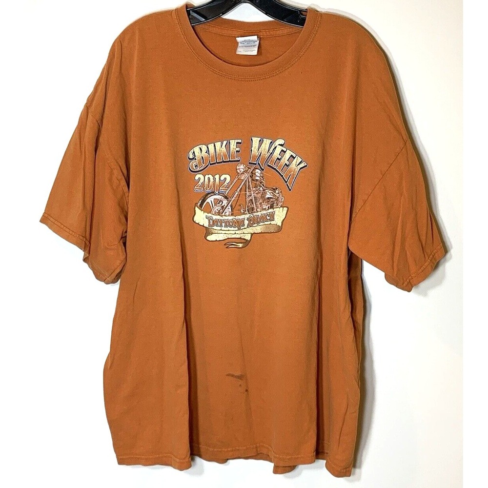 Daytona Bike Week Shirt Mens 2XL‎ Short Sleeve 2012 Brown 100% Cotton